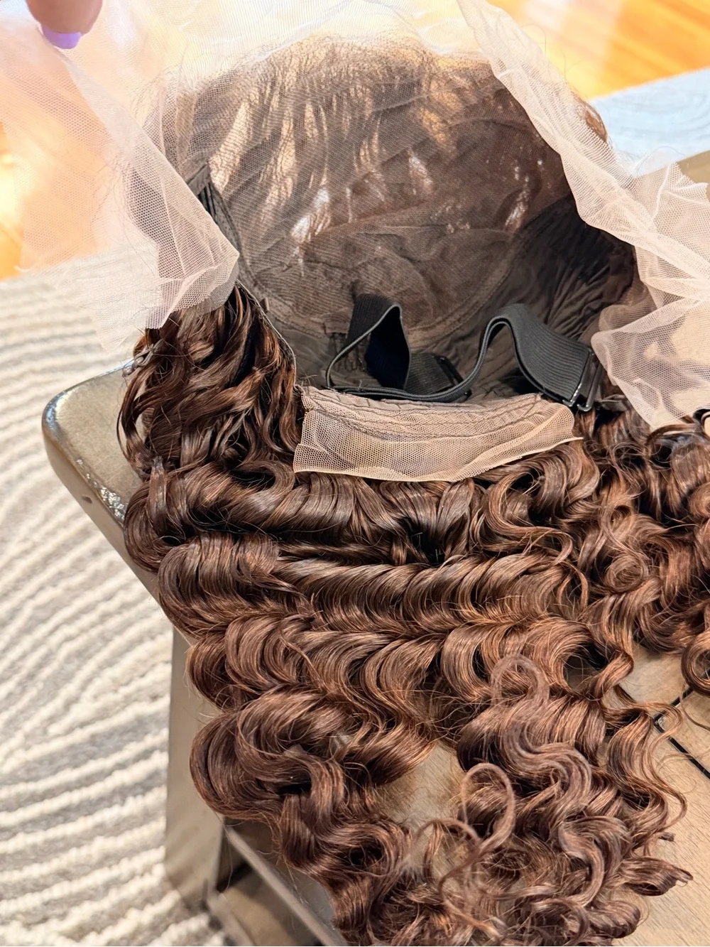 22” Chocolate Brown Deep Wave Curly Lace Front Human Hair Wig 200% Density #226